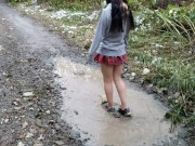 Piss and Puddle Sloshing in Bare Foot Sneakers 13/16