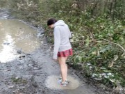 Piss and Puddle Sloshing in Bare Foot Sneakers 2/16