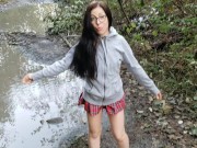 Piss and Puddle Sloshing in Bare Foot Sneakers 6/16