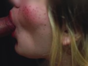 Blonde Teen Close Up Blowjob. Cum twice. Big tits. CIM. Cum Mouth. Cum swallow | Lovely Dove 7/16