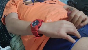 RED WATCH GUY BIG COCK INSIDE BLUE CALVIN KLEIN CAUGHT JERKING OFF