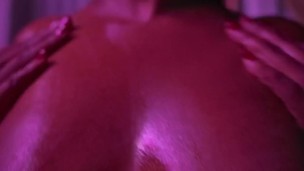 Sexy oily ebony boob massage 