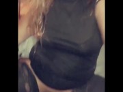 Snapchat compilation in boots, pantyhose, and a little black dress. 13/16