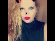 Snapchat compilation in boots, pantyhose, and a little black dress. 3/16