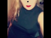 Snapchat compilation in boots, pantyhose, and a little black dress. 6/16