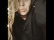 Wearing my boyfriend's ugly as hoodie and my denim shorts to turn you on. 1/16