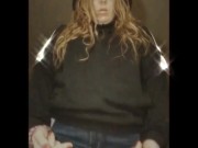 Wearing my boyfriend's ugly as hoodie and my denim shorts to turn you on. 3/16