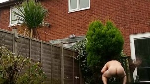 Arse spread nude in garden swinging extreme ball weights