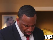 VIP4K. Excited teen needs to be satisfied and Ebony stepdad helps her 3/16