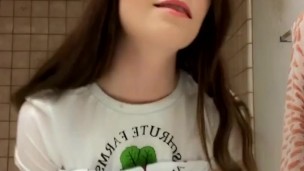 Cute girl strips down and fingers pussy