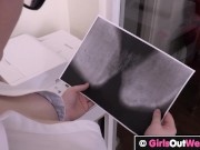 GirlsOutWest - Busty chubby lesbian boss gets licked at work 3/16