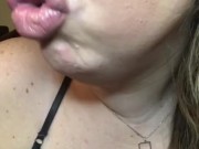 Pink lip; wet hair