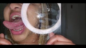 Glass licking and kissing
