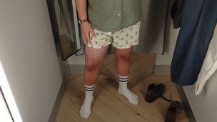 Changing room tease in socks ;)
