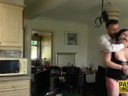 Tied up and ballgagged chubby submissive 8/16