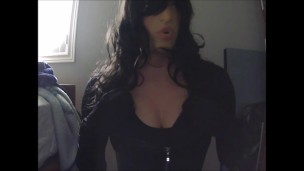 Cute Angels Pt2! In my female mask and suit i put on my tight corset and show you my tight body!