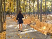Warm Autumn- NO PANTIES # Up Coat NO PANTIES in Public Park 16/16