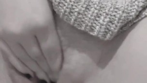 Busty Teen in Sweater Squirts with Crystal Dildo 