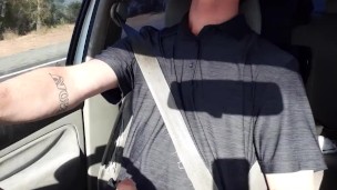 Long drive, huge cock had to cum public driving cumshot