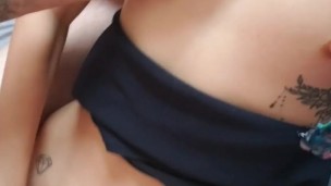 Teen gets her pussy spit on and played with