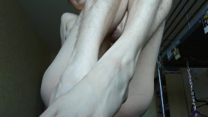 HAIRY PUSSY JUICY DILDO FUCK IN THE MORNING ON BAR CHAIR
