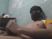 Asian boy jack off again in front of the camera