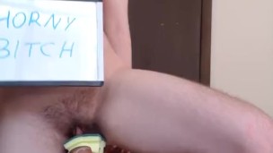 Desperate bitch humping a chair