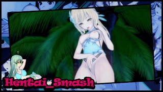 原神インパクト-ルミネはビーチで自分自身を指しています、それはかなりラッドです。オルガスムが起こります。