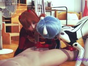 Evangelion Hentai - Threesome Shinji, Asuka and Rei in Shinji's Room 1/16
