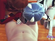 Evangelion Hentai - Threesome Shinji, Asuka and Rei in Shinji's Room 6/16