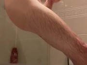 Hot and Steamy shower wank Part two - amateur cumming big dick married straight guy. Wanking to cum