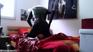Kalya the rubber furry lube her big latex boobs