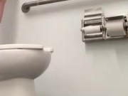 Huge messy piss in public bathroom