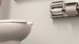 Huge messy piss in public bathroom