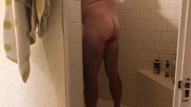 Hairy dilf  shower