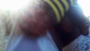 Black Shemale Outdoors flashing Cock as a Tranny Slut - Part 2