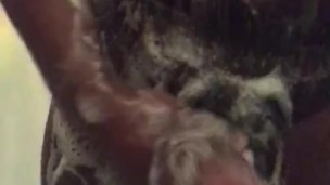 BBC-Kaiju (Monster black cock) Stroking it in the shower