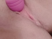 Teen massaging tight wet pussy until she cums and squirts with multiple shaking orgasms!