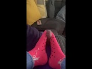 Amateur sock job foot job with cum into socks and wearing them after runnerbean87  4/16