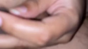 Fat bitch plays with her tits