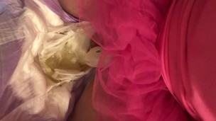 Open diaper sissy chastity pee 