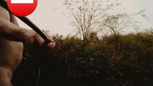 Risky naked daylight walk with ball weights