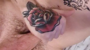 Italian tattooed guy masturbate