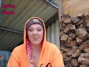 Corrina Karma Almost Caught masturbating at work in the log shed!