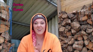 Corrina Karma Almost Caught masturbating at work in the log shed!