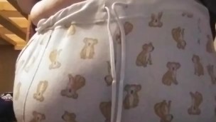 Fat girl trying on clothes