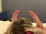 Bambi Bold Give A Phenomenal Blowjob With Her Feet In The Air Wrinkling Her Soles 11/16