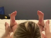 Bambi Bold Give A Phenomenal Blowjob With Her Feet In The Air Wrinkling Her Soles 7/16