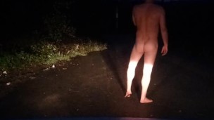 Walking naked down road