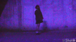 Crossdresser pees in a tunnel in the middle of the night in fear and exposure.